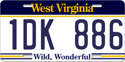 WV license plate 1DK886