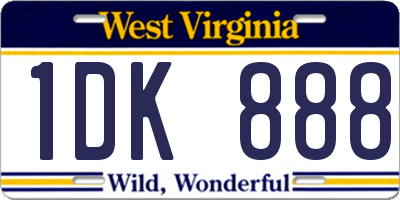 WV license plate 1DK888