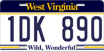 WV license plate 1DK890