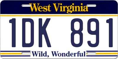 WV license plate 1DK891
