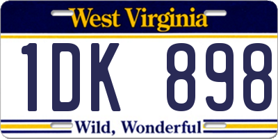 WV license plate 1DK898