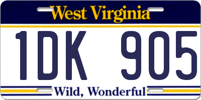 WV license plate 1DK905
