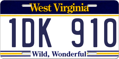 WV license plate 1DK910