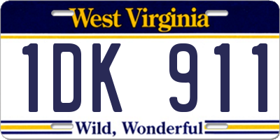 WV license plate 1DK911