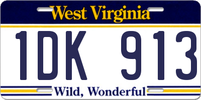 WV license plate 1DK913