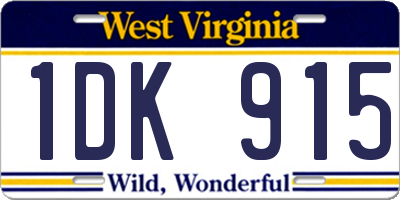 WV license plate 1DK915