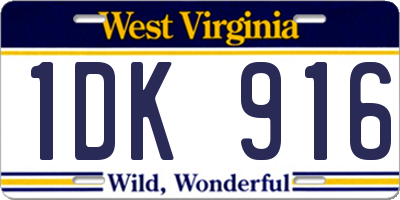 WV license plate 1DK916