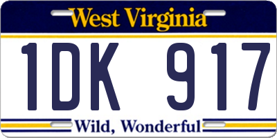 WV license plate 1DK917
