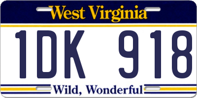 WV license plate 1DK918
