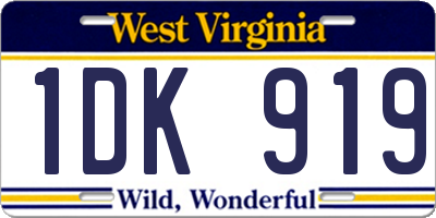 WV license plate 1DK919