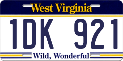 WV license plate 1DK921