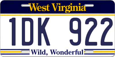 WV license plate 1DK922