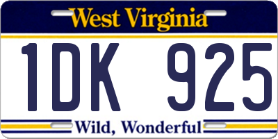 WV license plate 1DK925