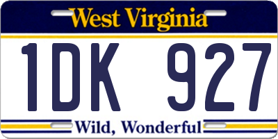 WV license plate 1DK927