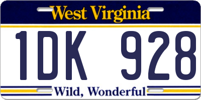 WV license plate 1DK928