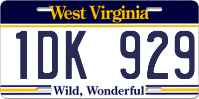 WV license plate 1DK929