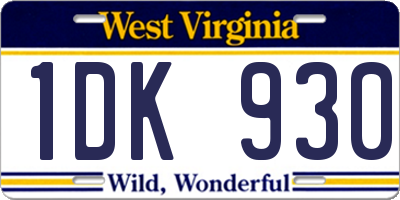 WV license plate 1DK930