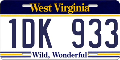 WV license plate 1DK933