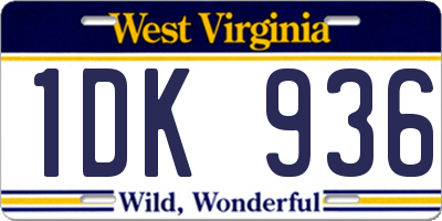 WV license plate 1DK936