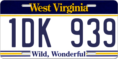WV license plate 1DK939
