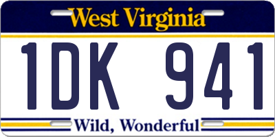 WV license plate 1DK941
