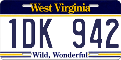 WV license plate 1DK942
