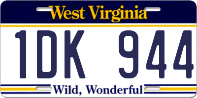 WV license plate 1DK944