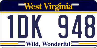 WV license plate 1DK948