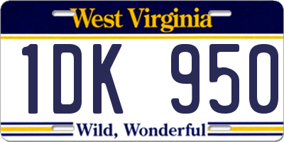 WV license plate 1DK950