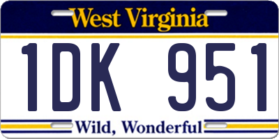 WV license plate 1DK951