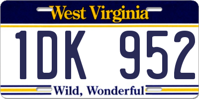 WV license plate 1DK952