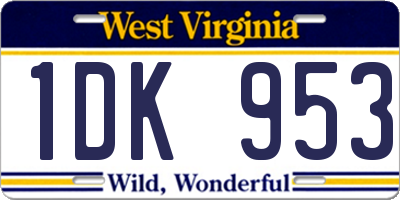 WV license plate 1DK953