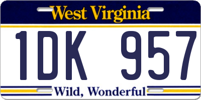 WV license plate 1DK957
