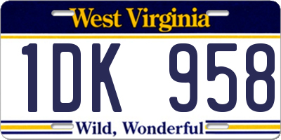 WV license plate 1DK958