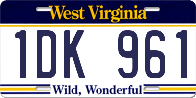 WV license plate 1DK961