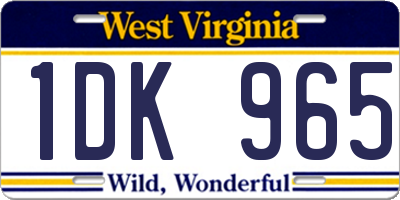 WV license plate 1DK965