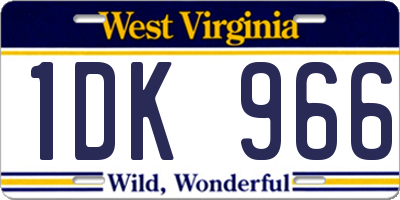 WV license plate 1DK966