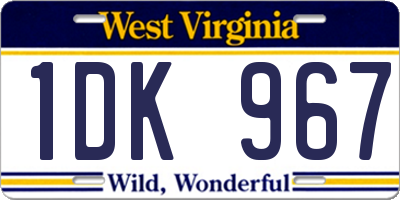 WV license plate 1DK967