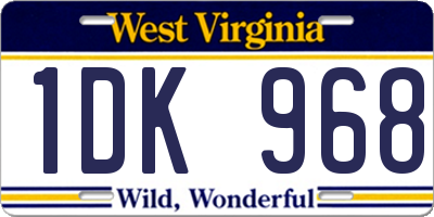 WV license plate 1DK968