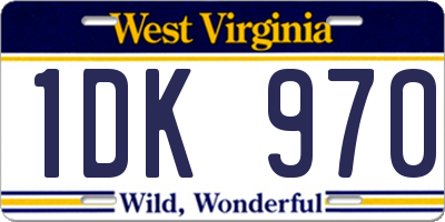 WV license plate 1DK970