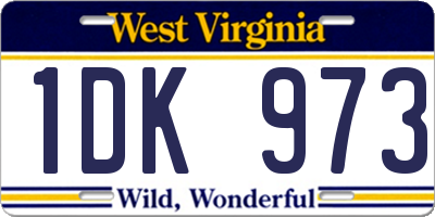 WV license plate 1DK973