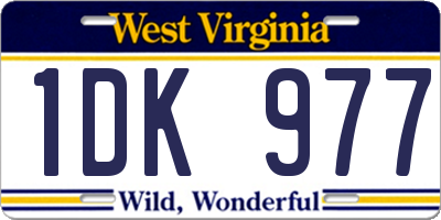 WV license plate 1DK977