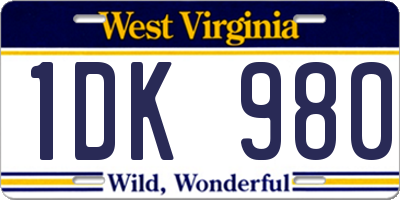 WV license plate 1DK980