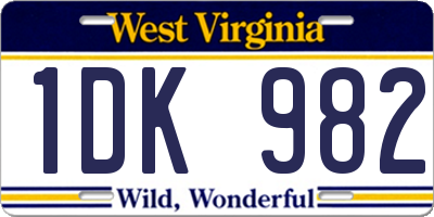 WV license plate 1DK982