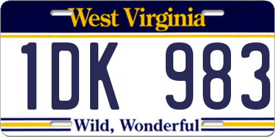 WV license plate 1DK983