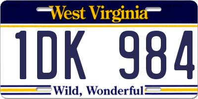 WV license plate 1DK984