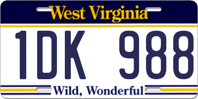 WV license plate 1DK988
