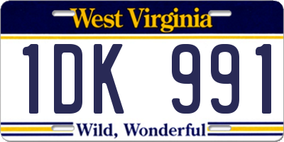 WV license plate 1DK991