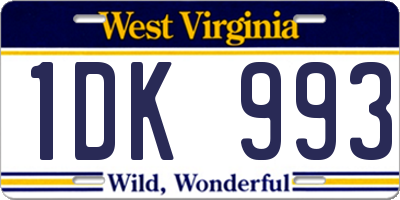 WV license plate 1DK993