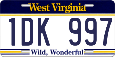 WV license plate 1DK997